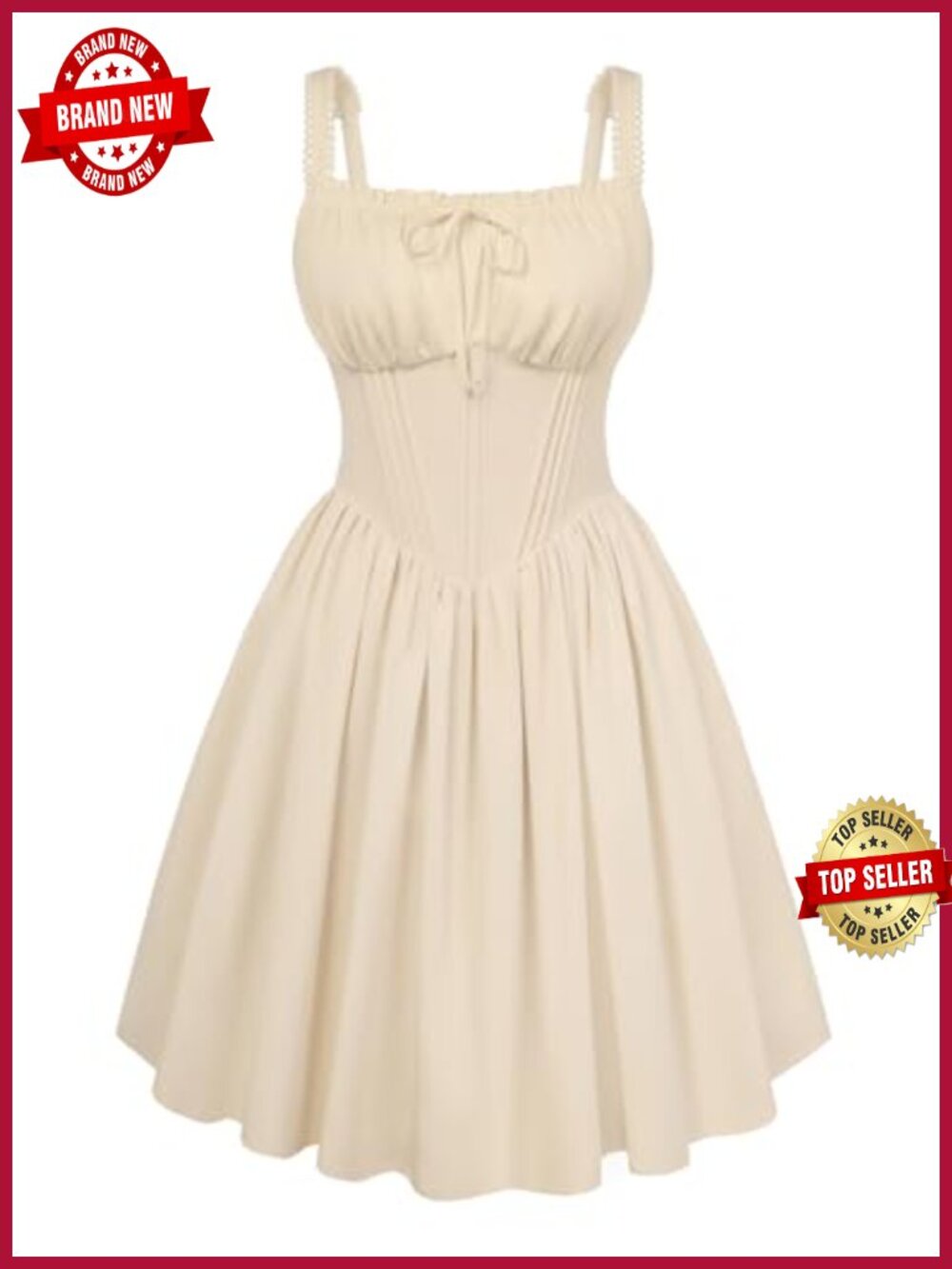 Corset Mini Dress with Lace Trim Spaghetti Straps Structured Bodice Adjustable